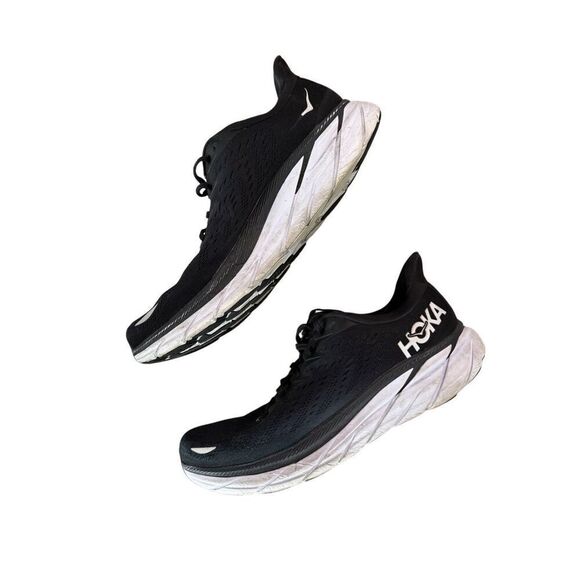 Hoka One One Clifton 8 Mens Black White Lace Up Running Shoes Sneakers Size 10 main image 8